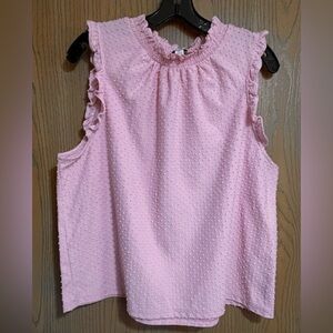 J. Crew Light Pink Sleeveless Blouse with Swiss Dots